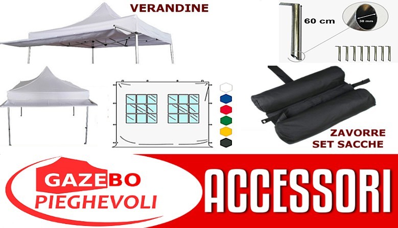 Accessori per gazebo pieghevoli in acciaio e alluminio